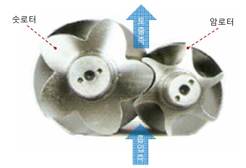 트윈 스크류 본체의 단면
